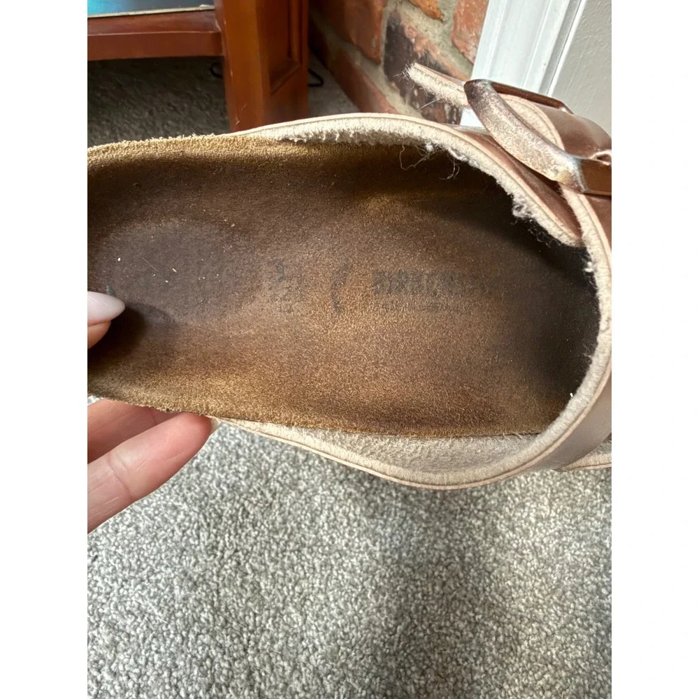Birkenstock Arizona Metallic Copper Rose Gold Two Strap Sandals kids 34 3-3.5